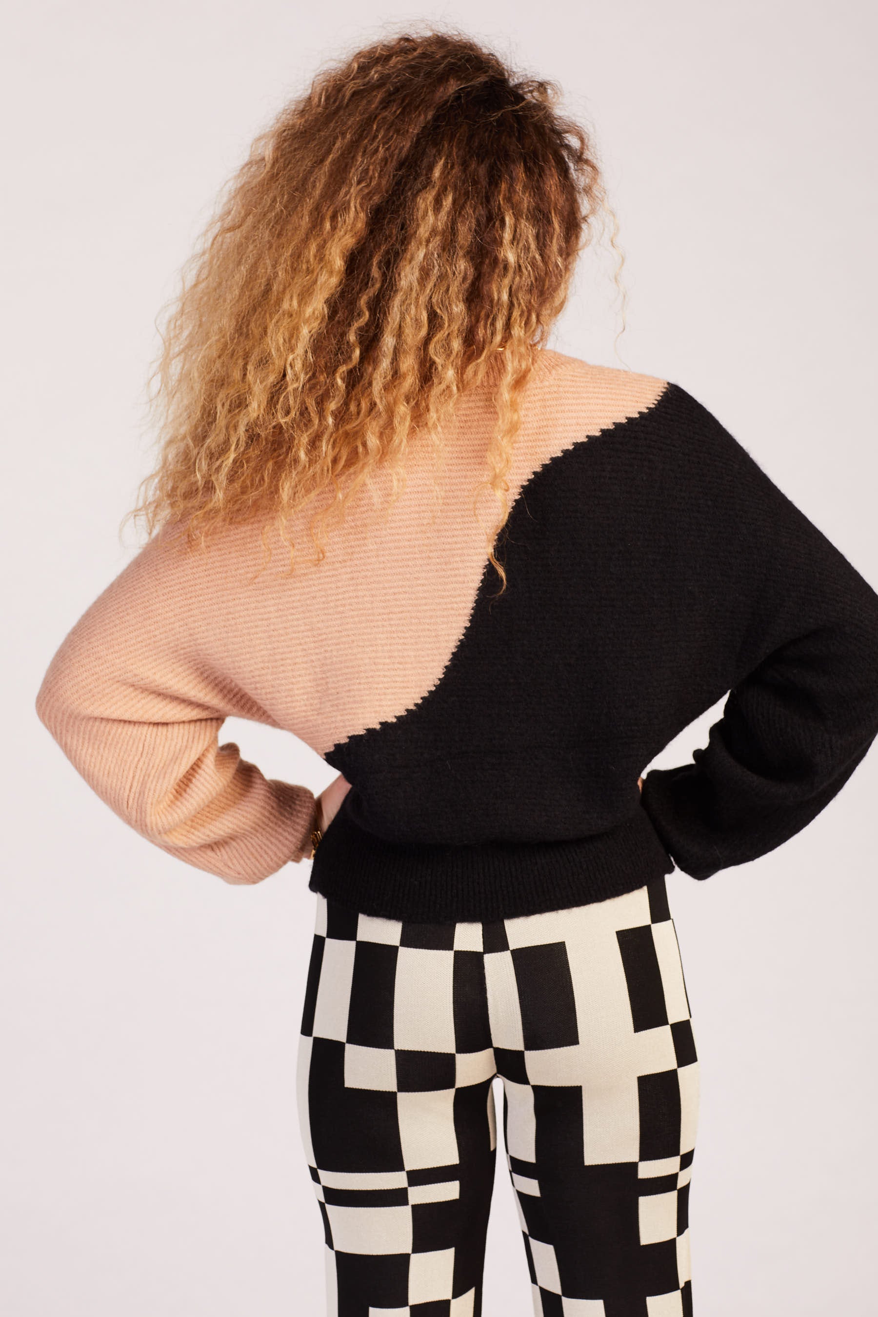 Black + Camel Wavy Sweater