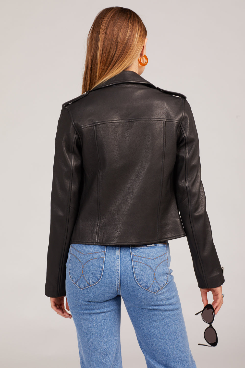 Black Kas Leather Biker Jacket