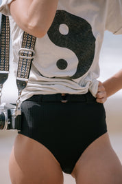 Washed White Yin Yang Basic Tee