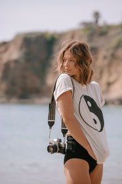 Washed White Yin Yang Basic Tee