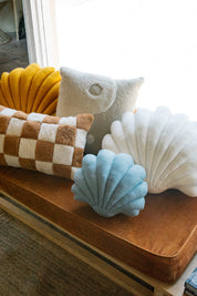 X Prism Cognac + White Checkered Patchwork Pillow