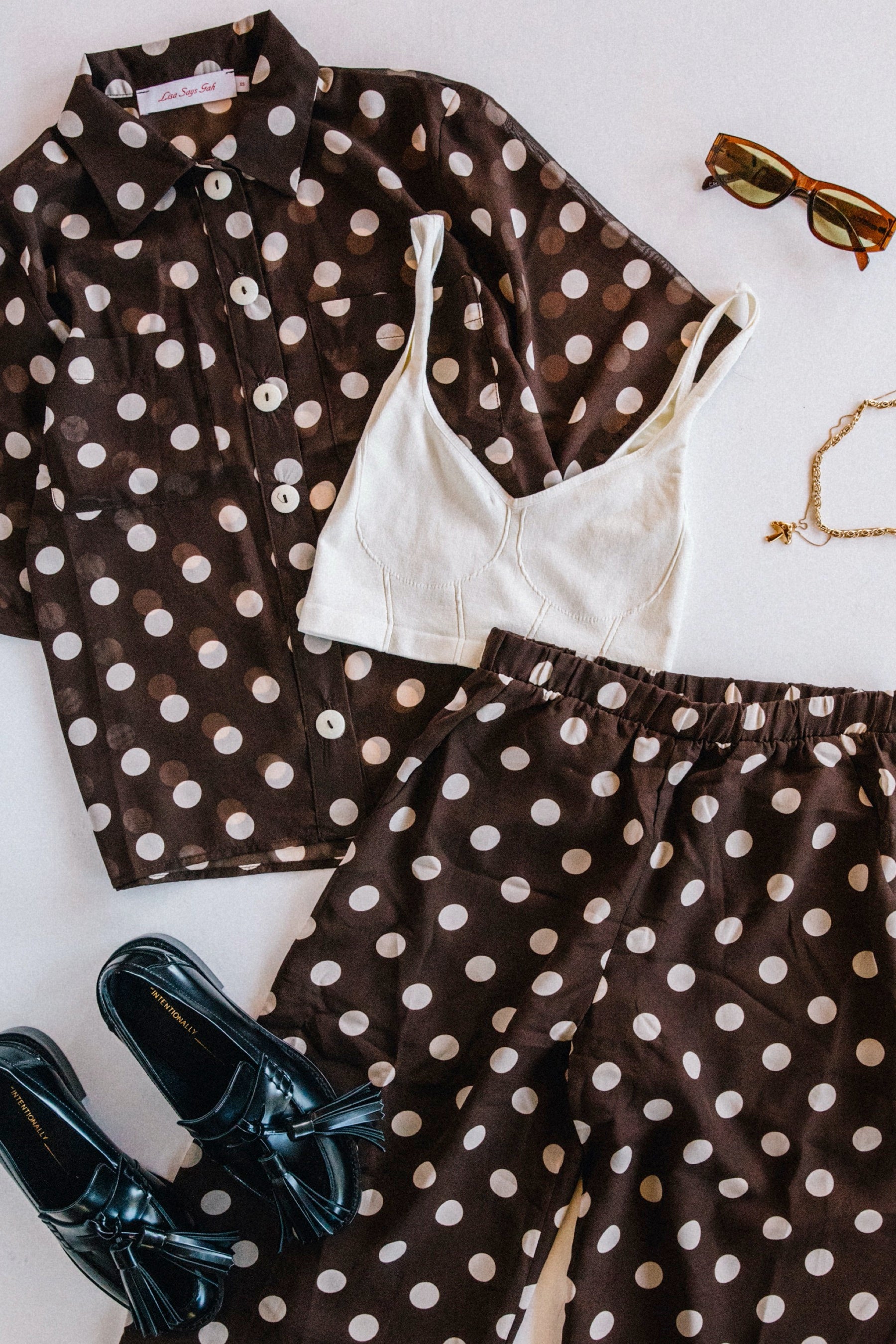 Brown Dots Joanna Top
