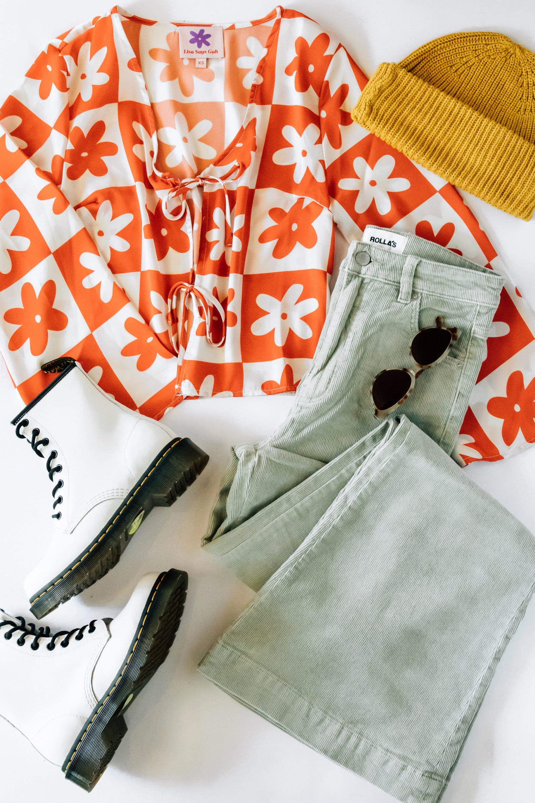 Orange Daisy Check Camilla Top