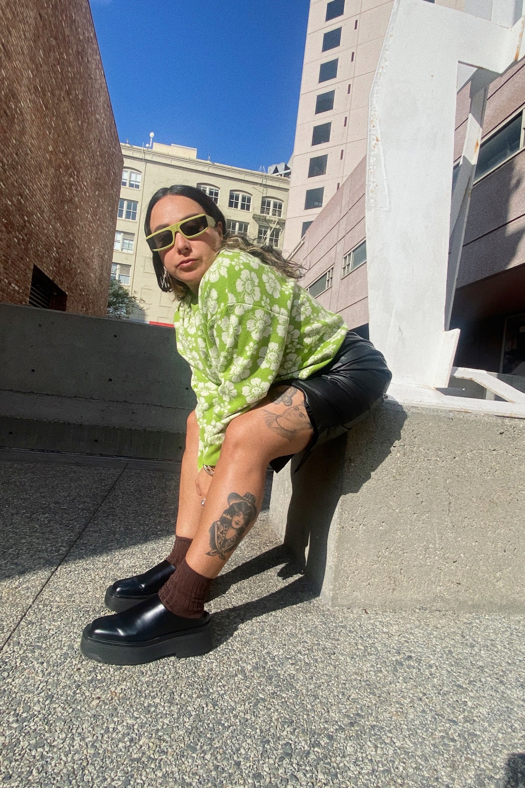 Olive Happy Hawaii Knit Jumper