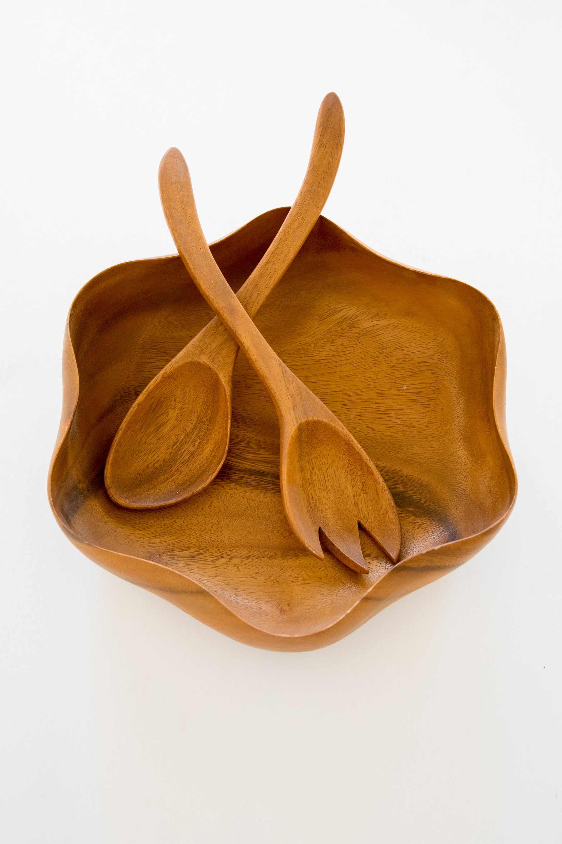 Wavy Wood Salad Set