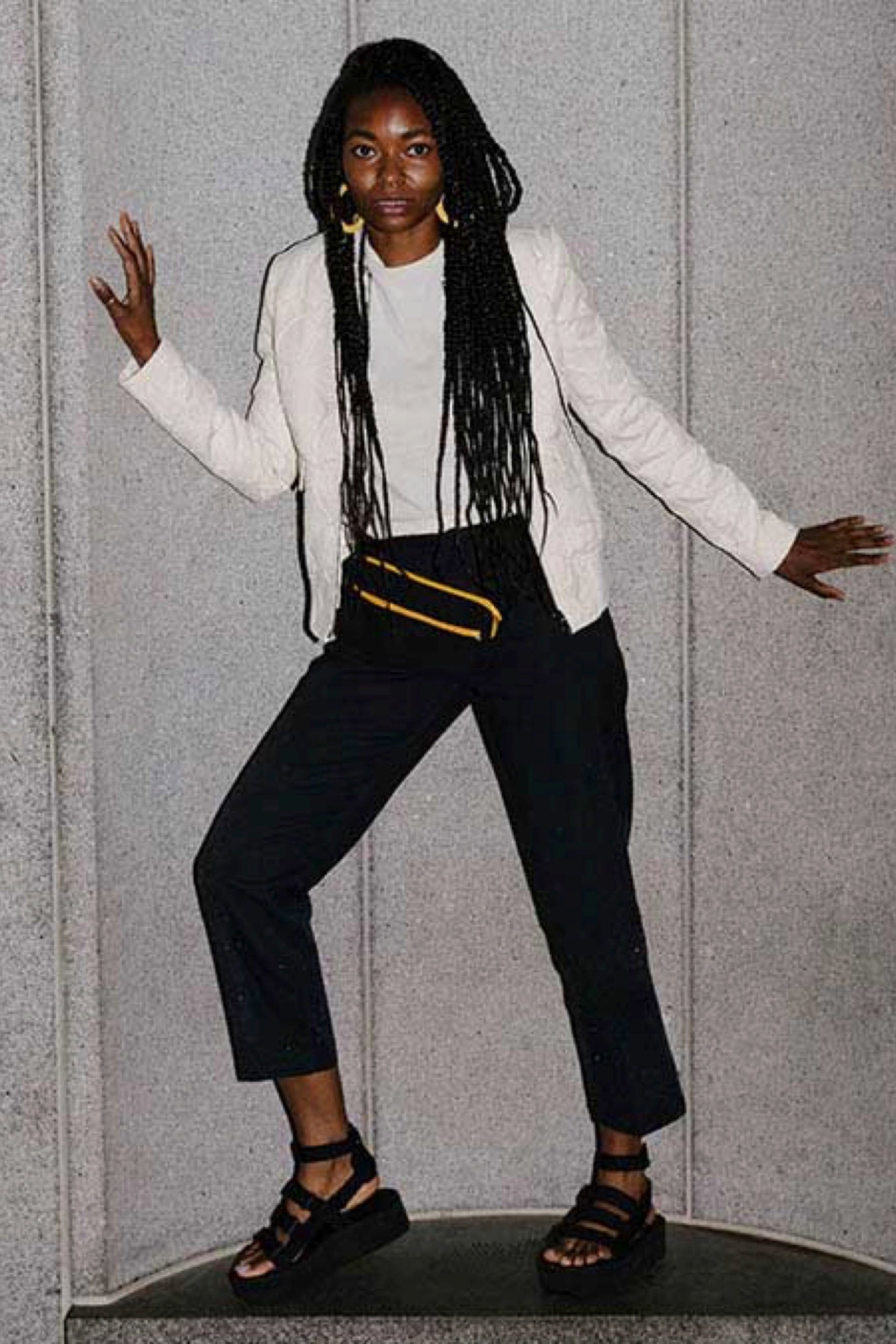 Black Mevia Flatform Sandal