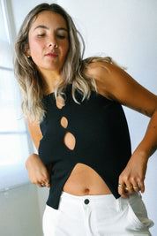 Black Tempo Knit Top