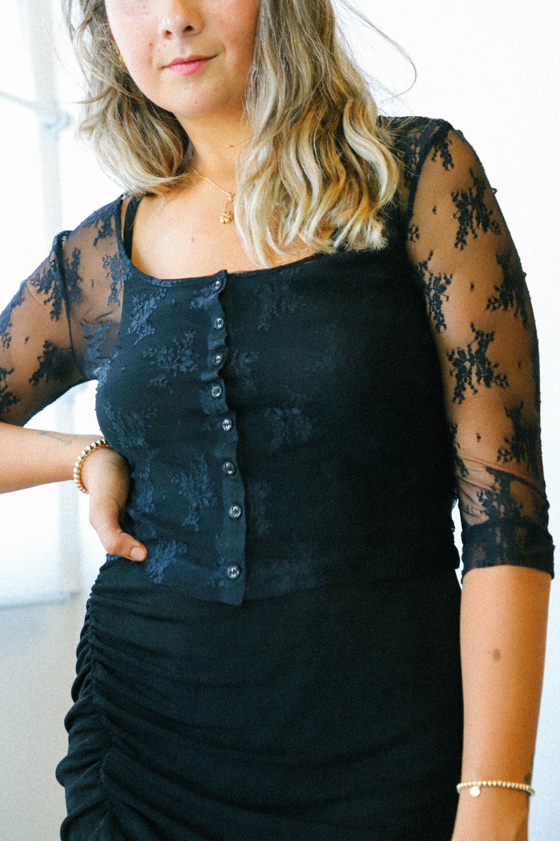 Black Lost In Lace Cardigan