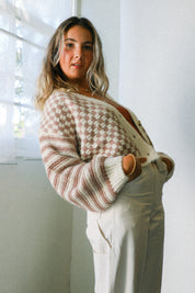 Mixed Checker Cardigan