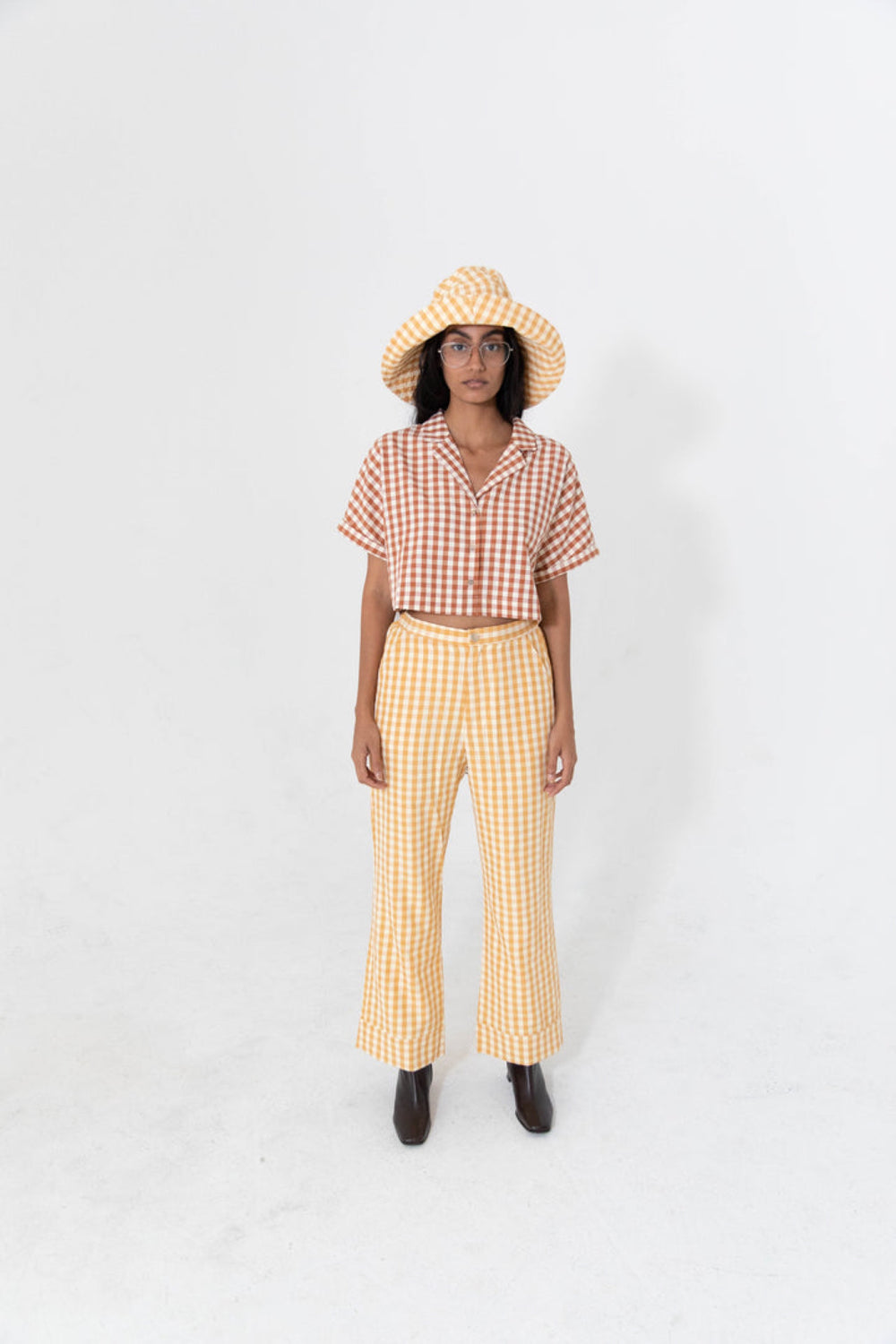 Rust Spring Gingham Top