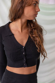 Black Hillie Polo Crop Top