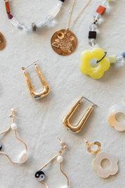 Gold Rectangle Tube Hoops