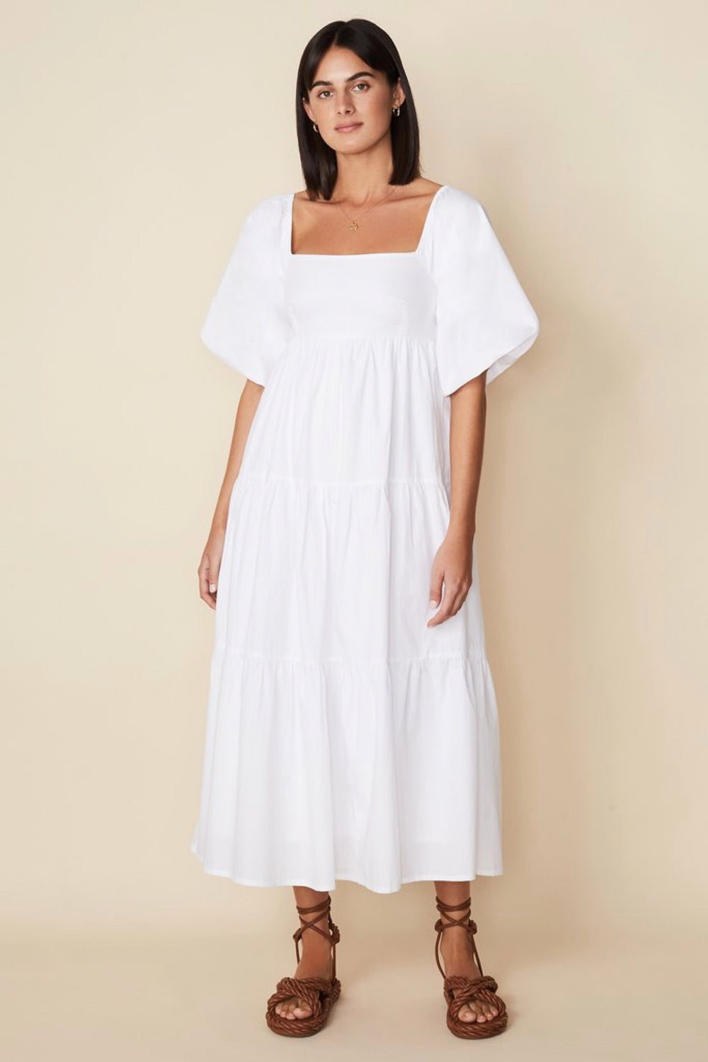 White Kiona Midi Dress