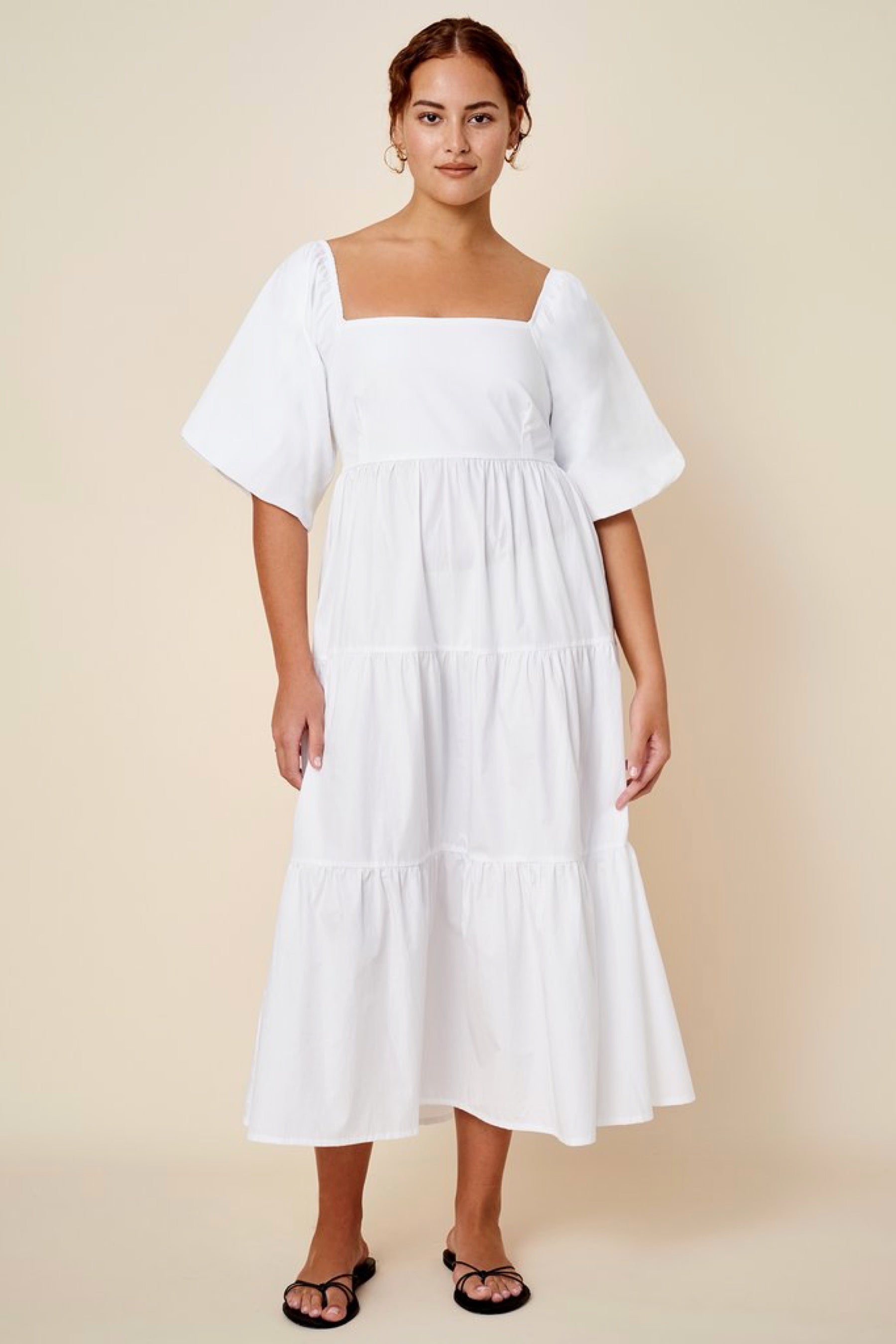 White Kiona Midi Dress