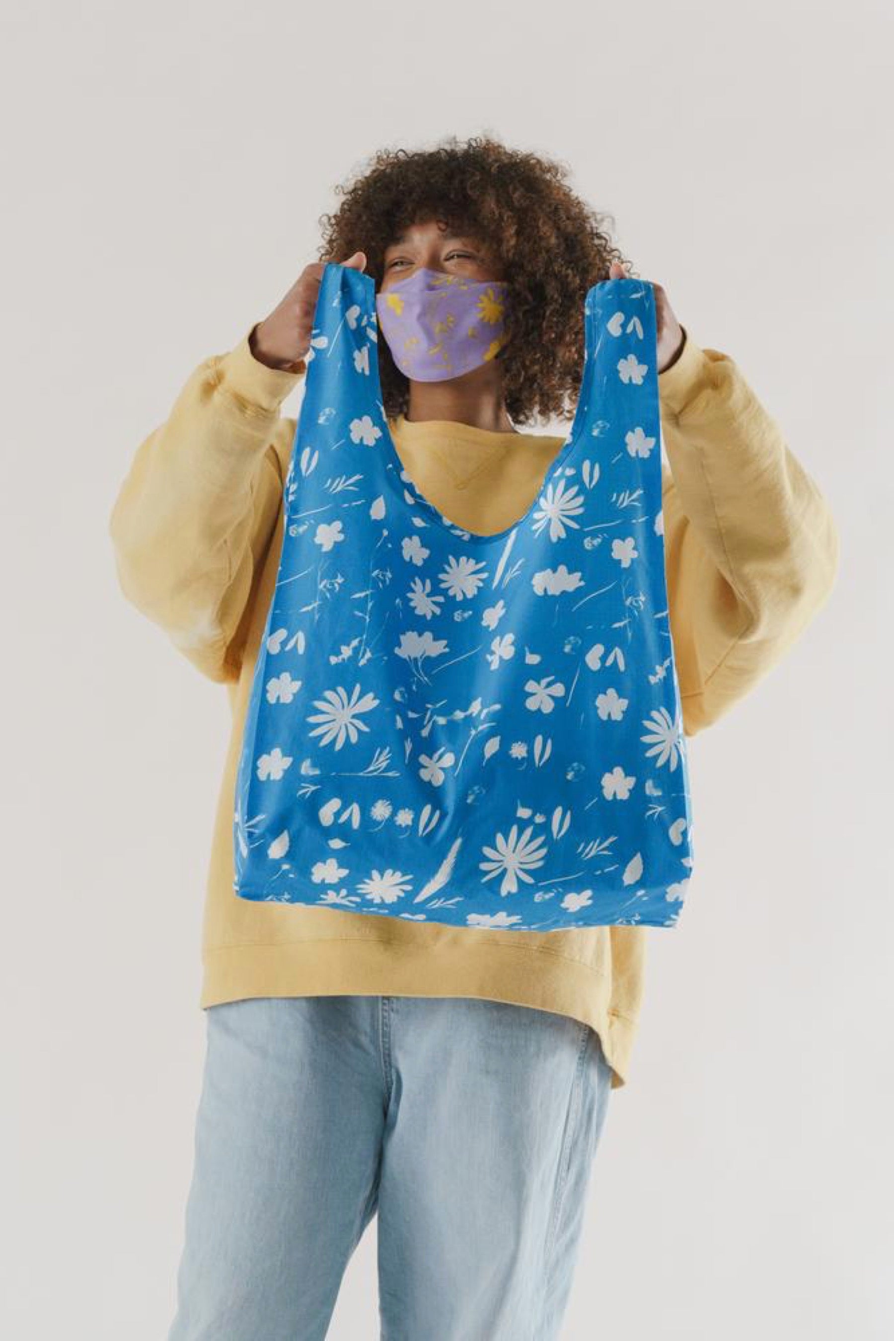 Blue Floral Sun Print Baggu