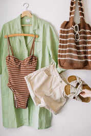 Chocolate Stripe Crochet Tote