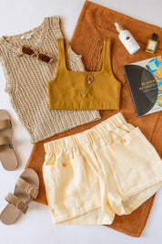 Creme Linen Boxer Shorts