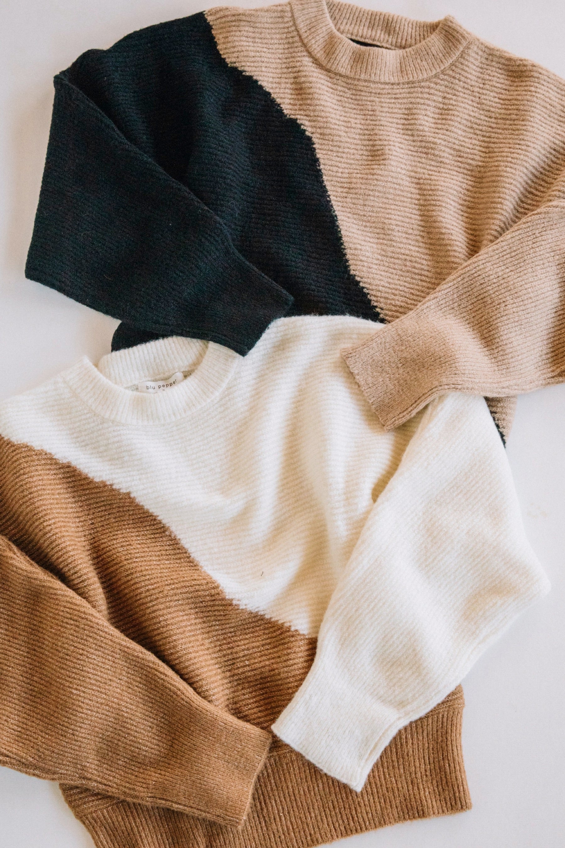 Black + Camel Wavy Sweater
