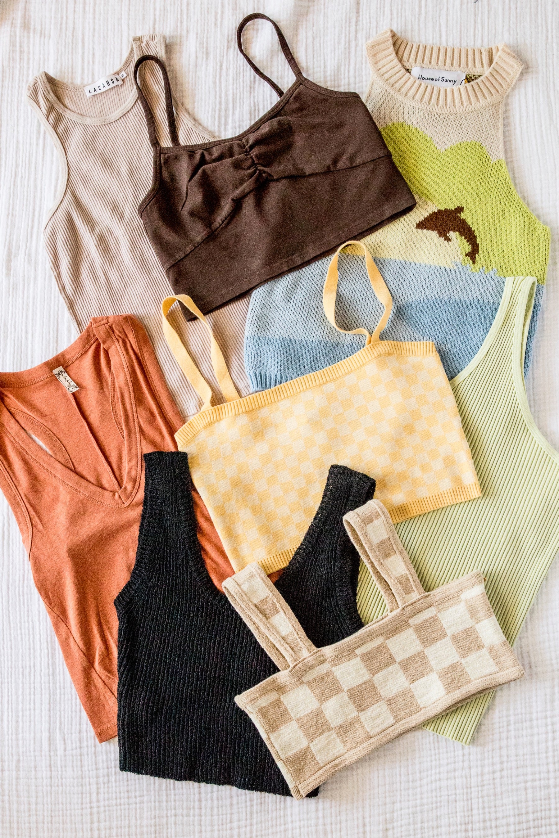 Yellow Gingham Crop Tank