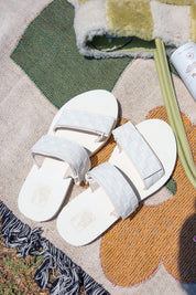 Marshmallow Embossed Leather Cayucas Slide