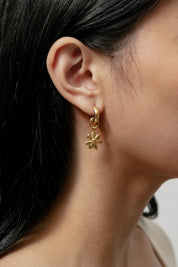 Gold Flower Charm Hoops