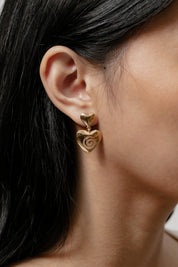 Gold Heart Swirl Earrings