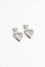 Silver Heart Swirl Earrings