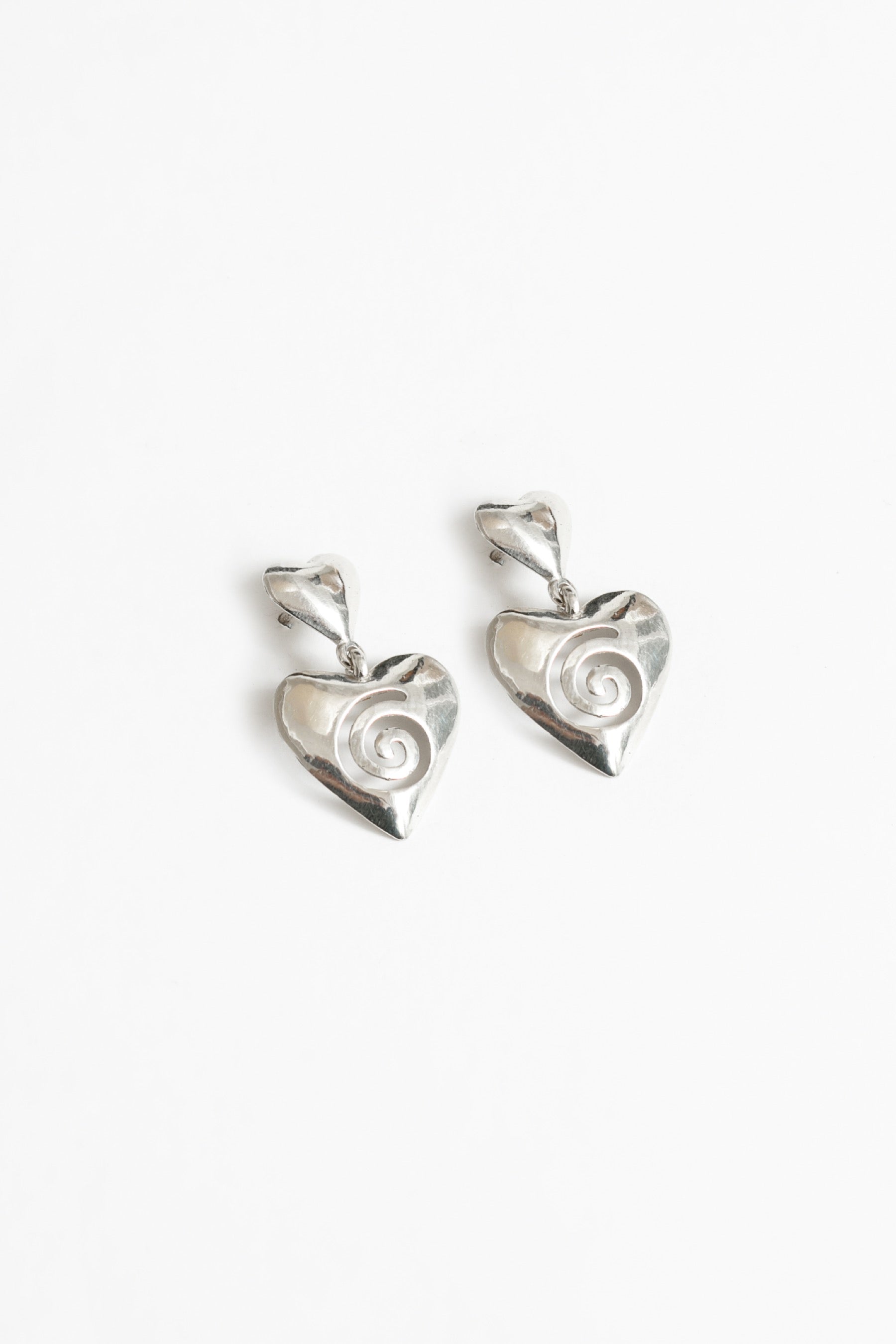 Silver Heart Swirl Earrings