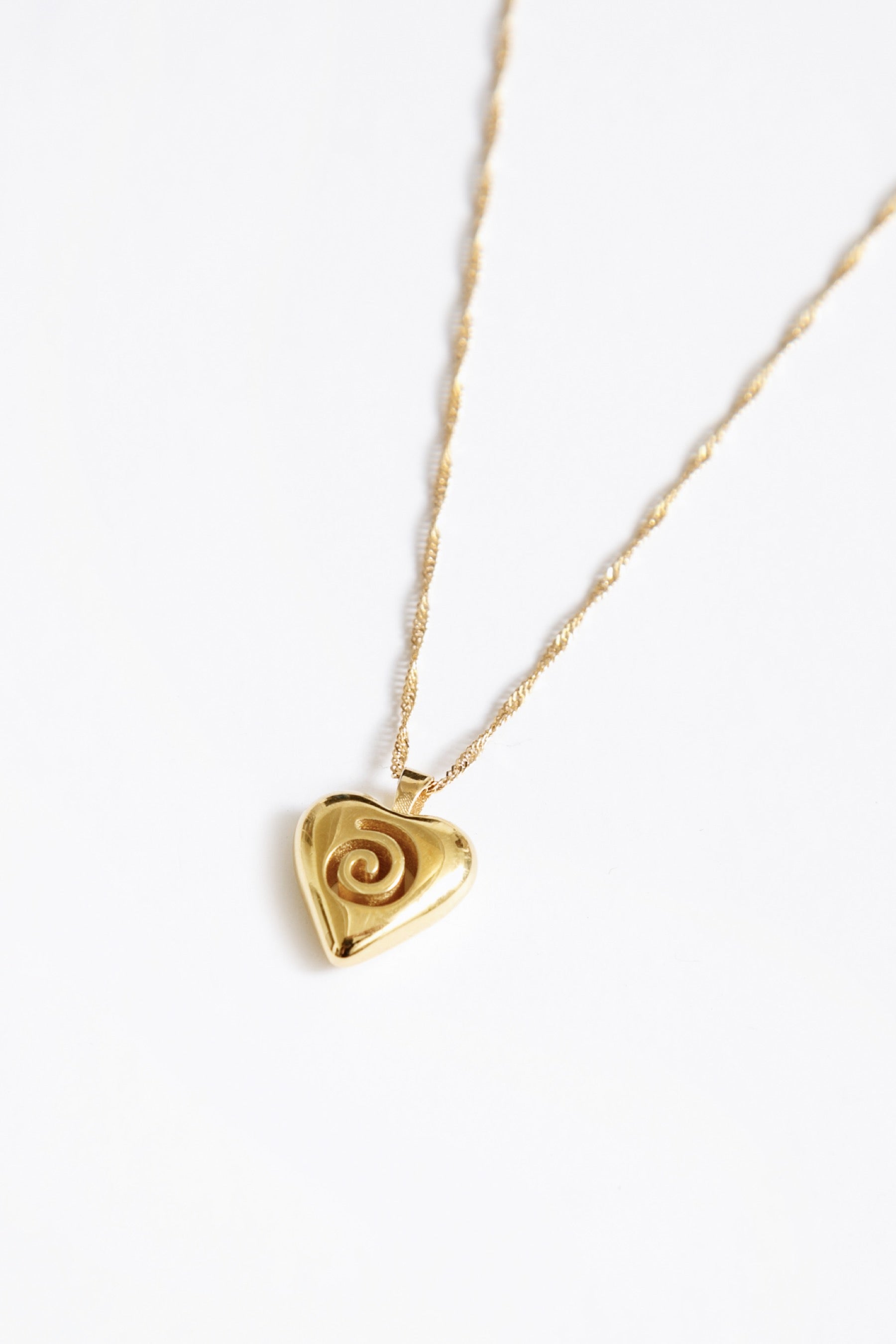 Gold Heart Swirl Charm Necklace