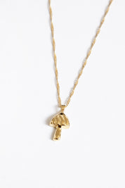 Gold Mushroom Charm Necklace