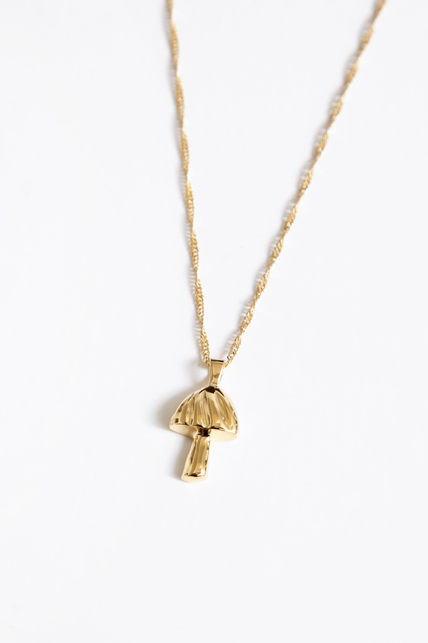 Gold Mushroom Charm Necklace