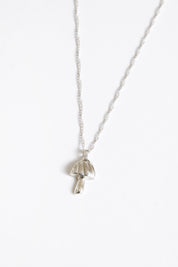 Silver Mushroom Charm Necklace