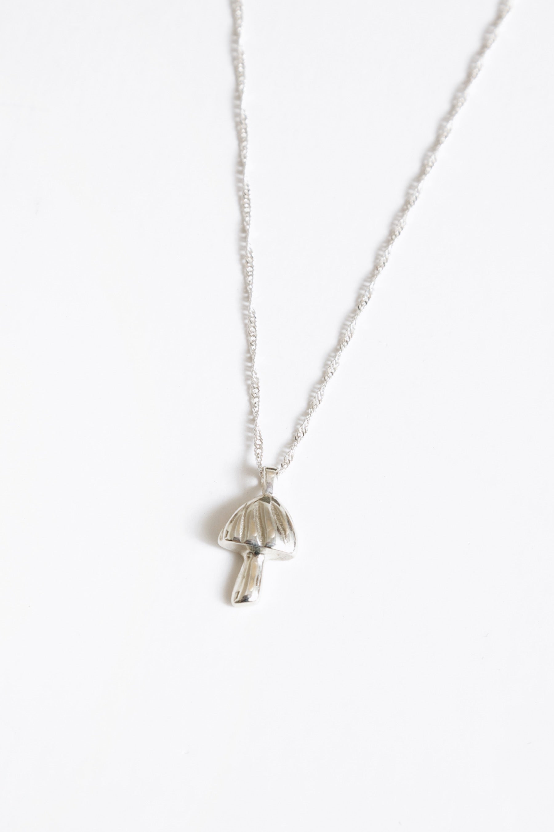 Silver Mushroom Charm Necklace