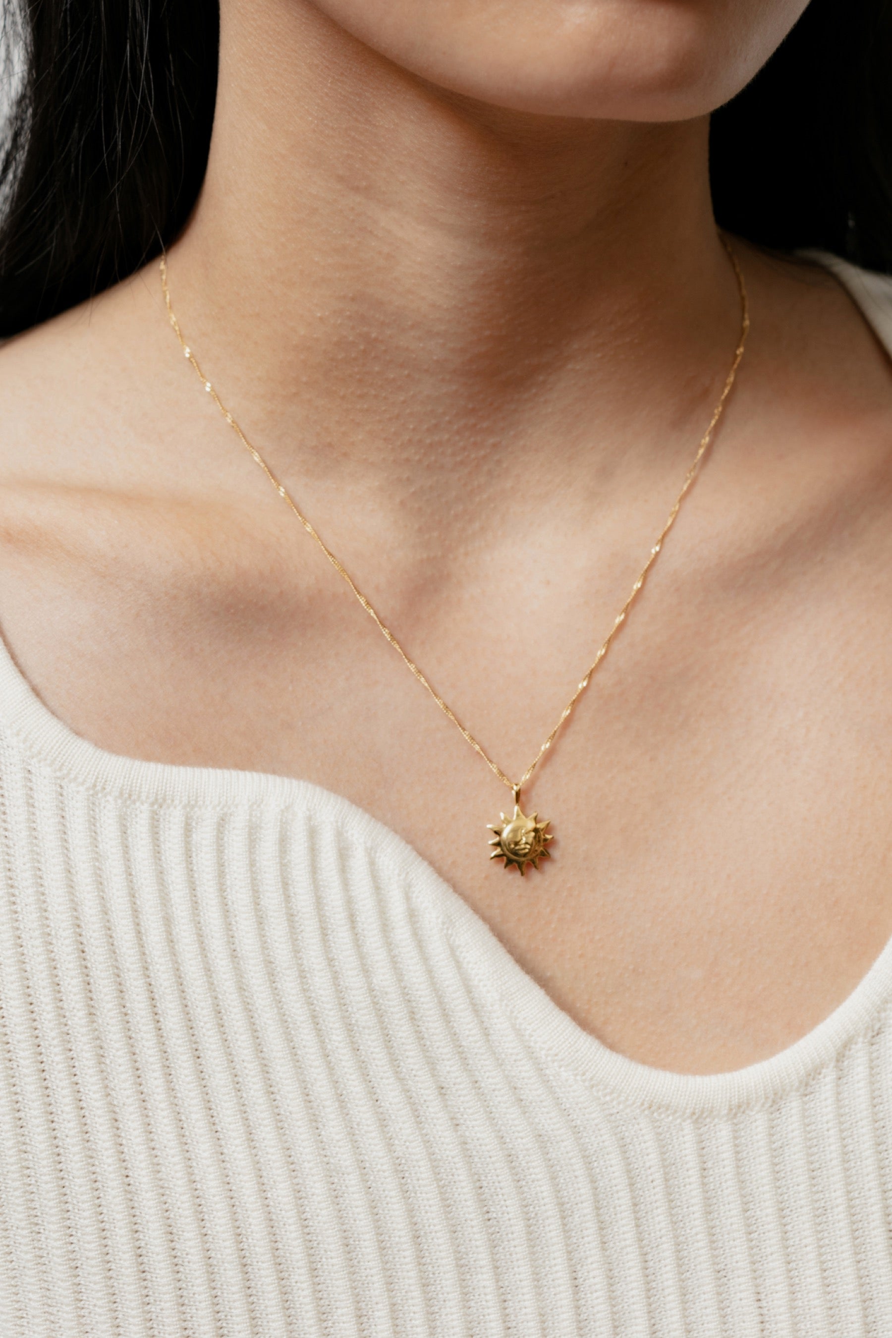 Gold Sun Charm Necklace