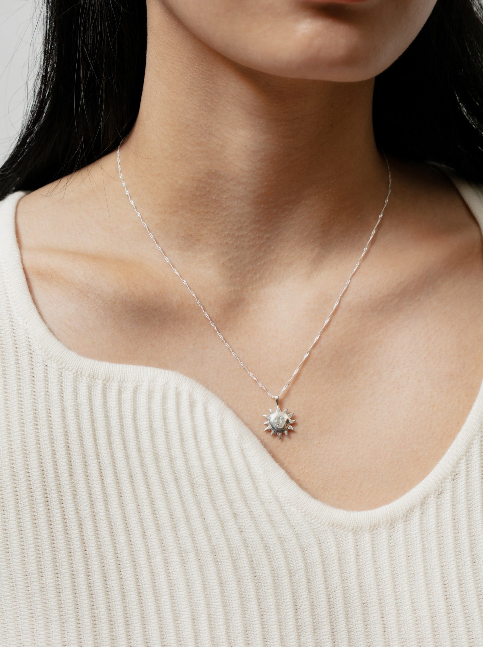 Silver Sun Charm Necklace