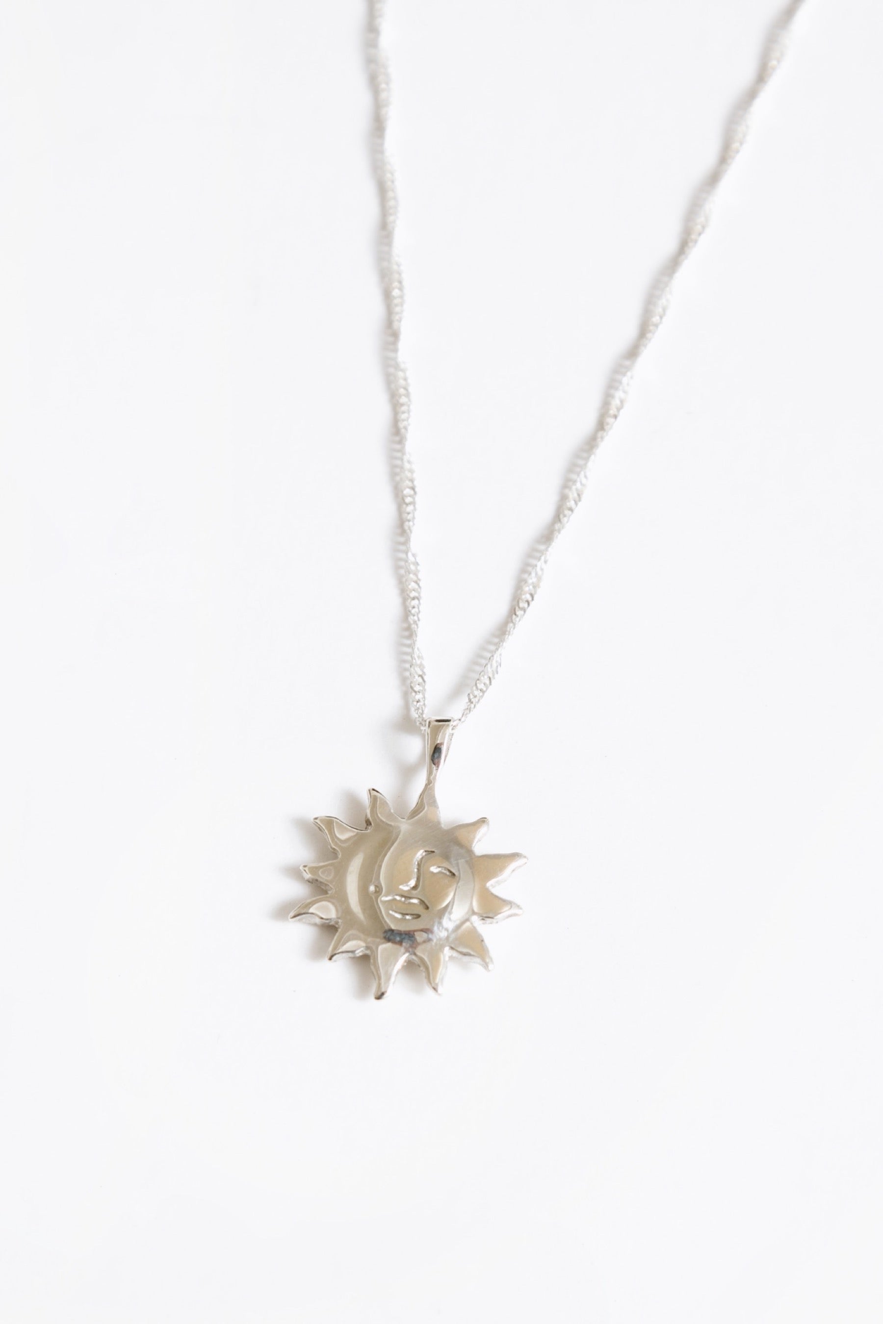 Silver Sun Charm Necklace