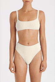 Ivory Cord Towelling High Waisted Bottom