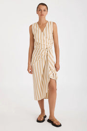 Camel Stripe Wrap Top