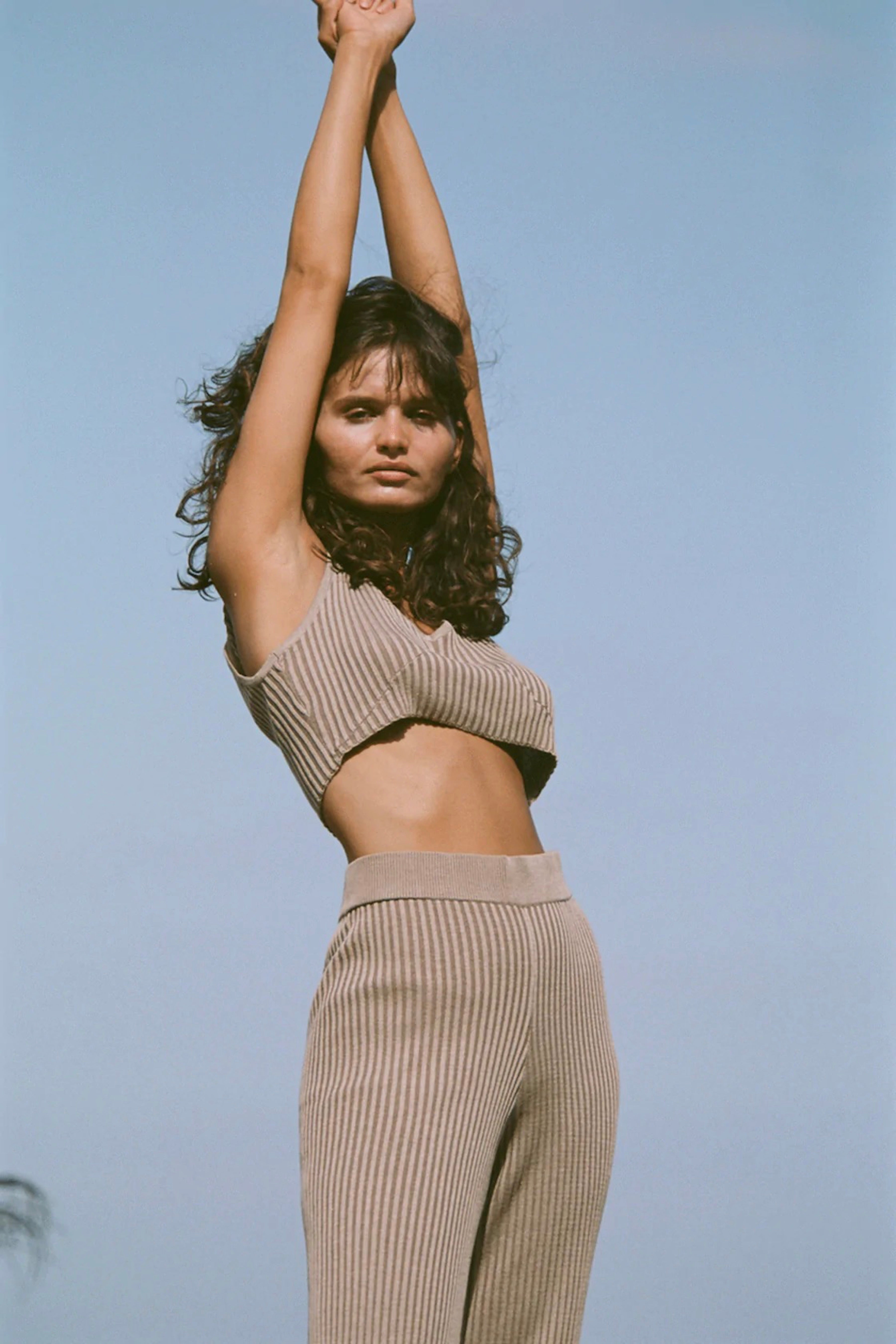 Tonal Cocoa Rib Knit Crop Top