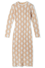 Tan Wave Knit Cotton Dress