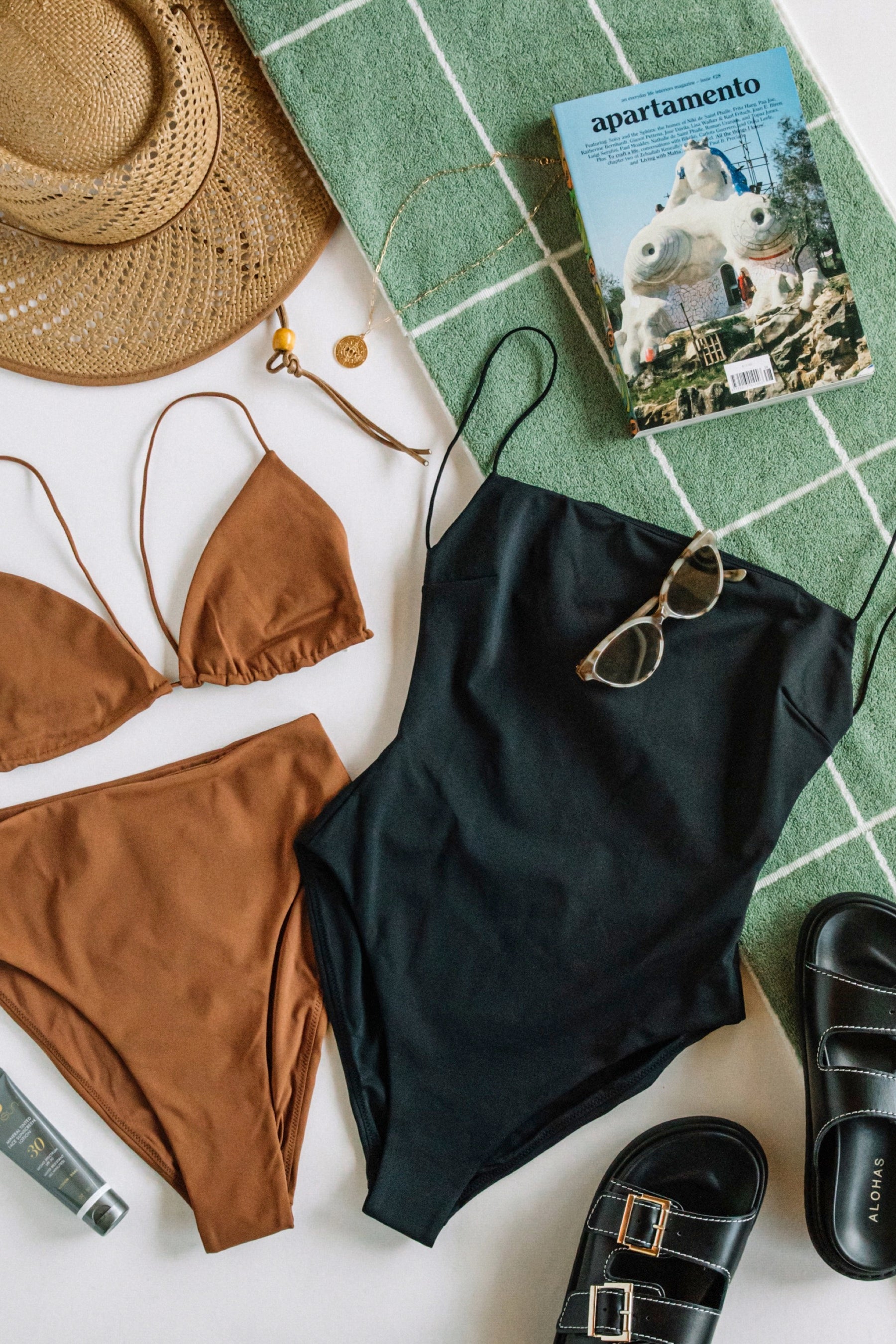 Black Fine Strap One Piece