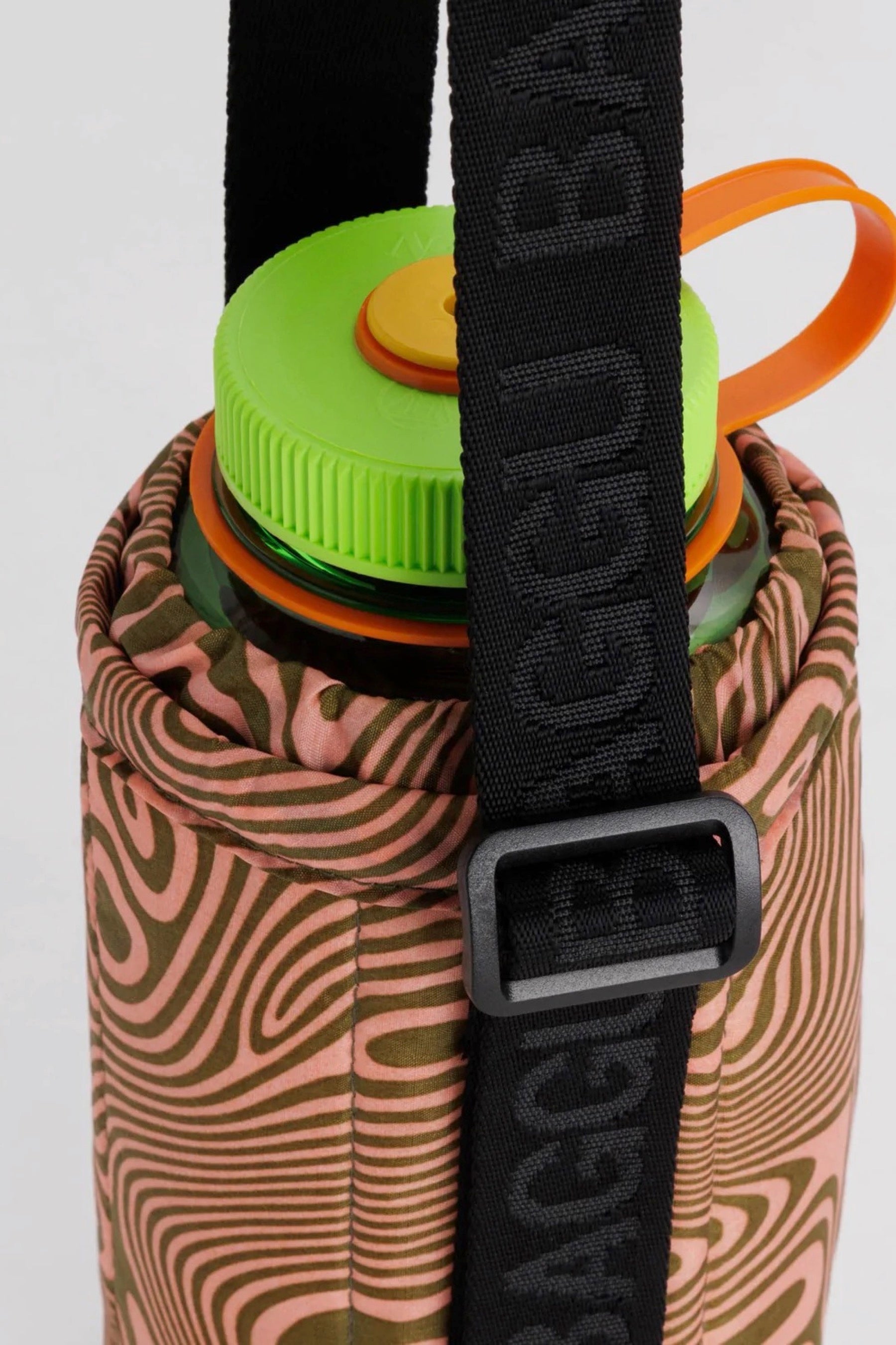 Salmon Trippy Swirl Puffy Water Bottle Sling