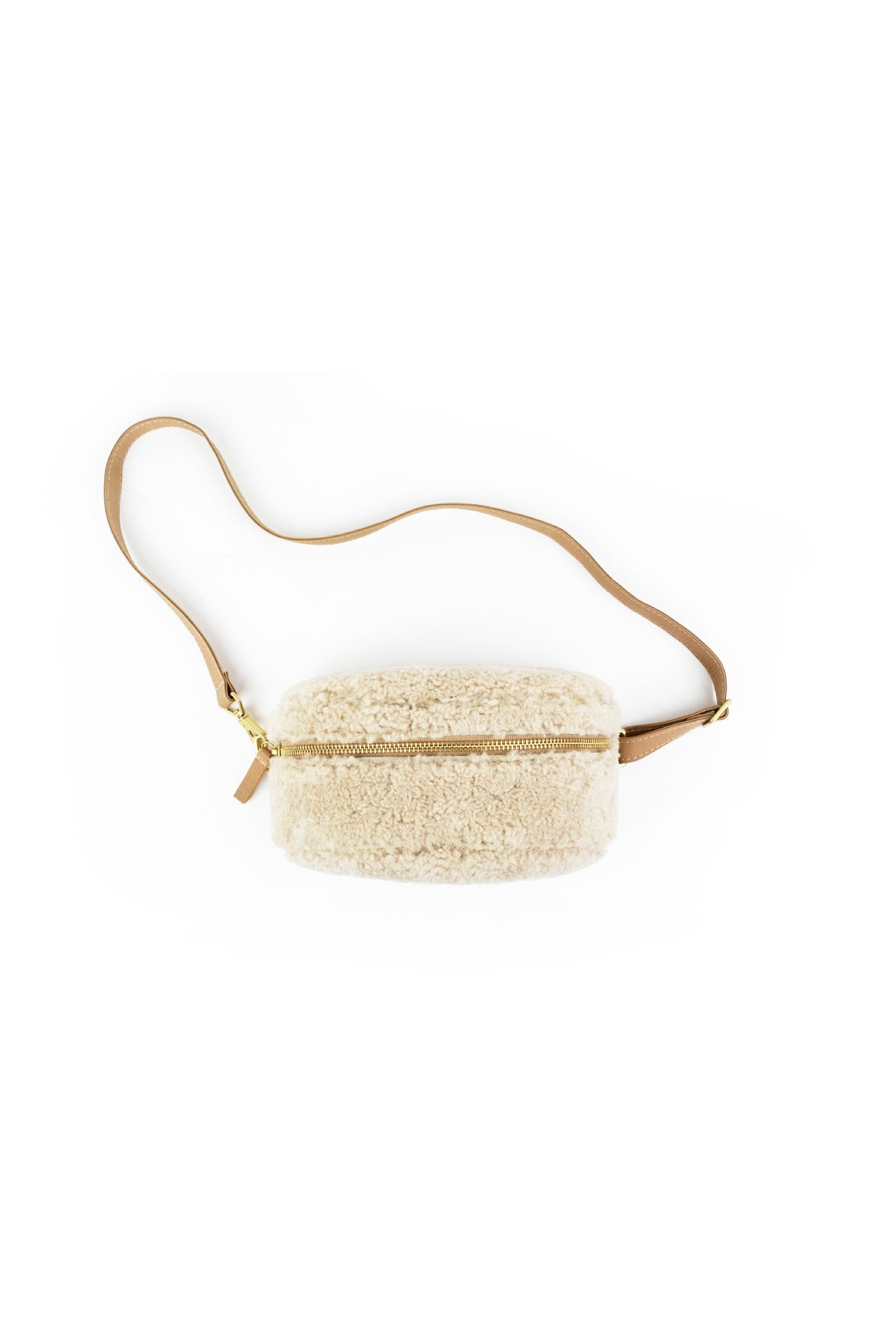 Beige Shearling Bum Bag