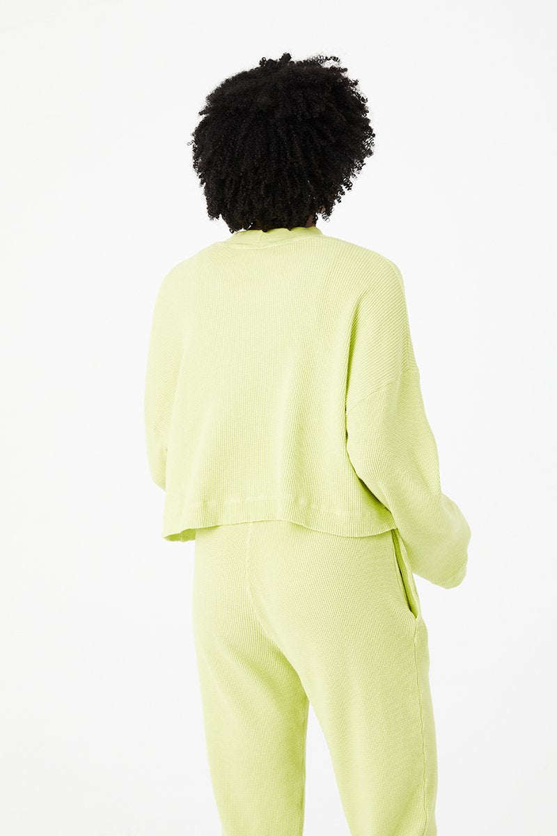 Celery Waffle Mock Pullover