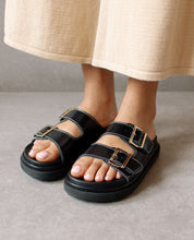 Black Buckle Strap Sandal
