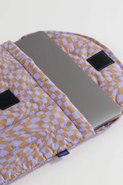Lavender Trippy Checker Puffy Laptop Sleeve