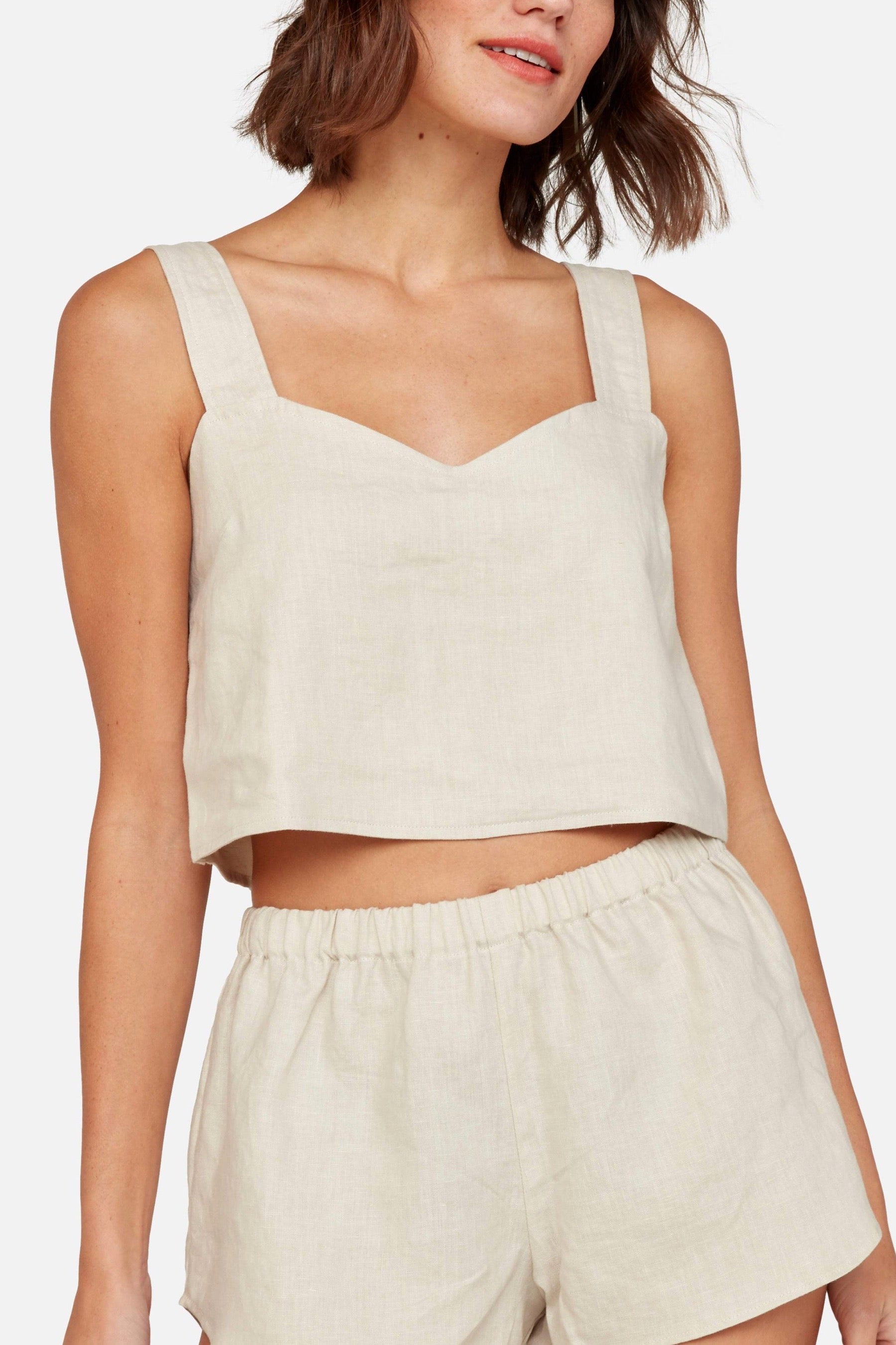 Natural Linen Crop Top