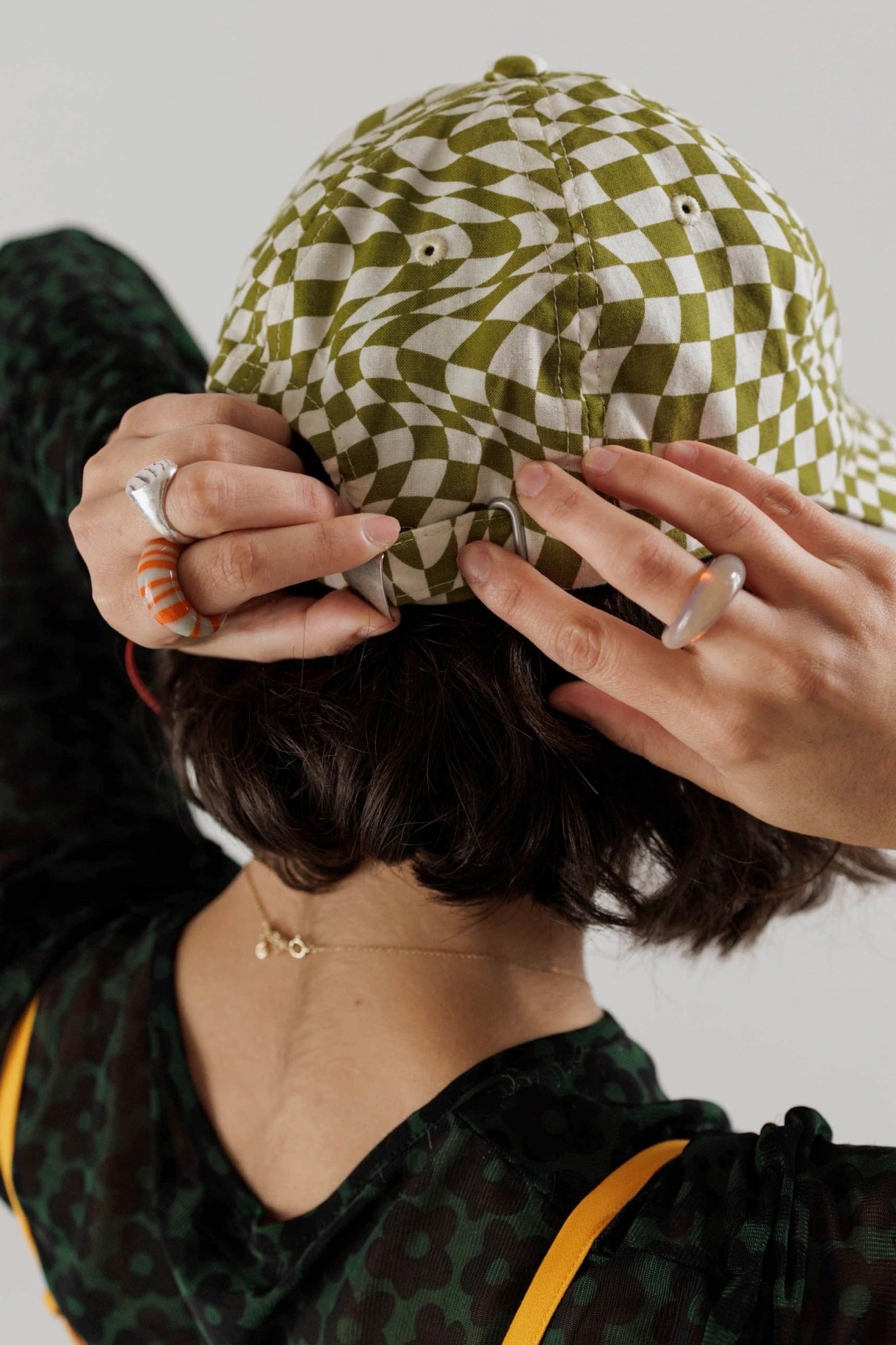 Moss Trippy Checker Baseball Cap