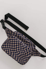 Indigo Trippy Checker Fanny Pack
