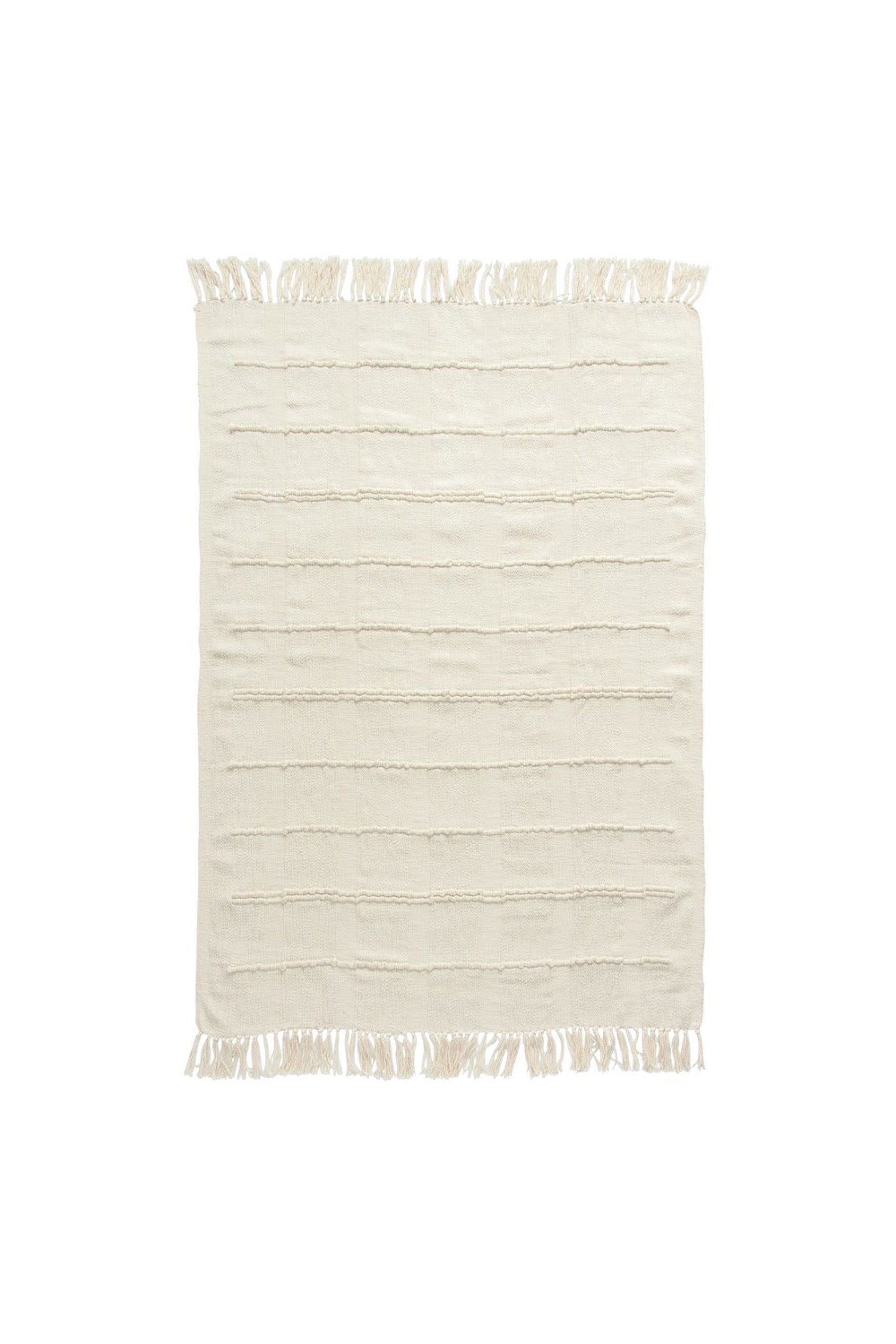 Cream Chenille Stitched Throw